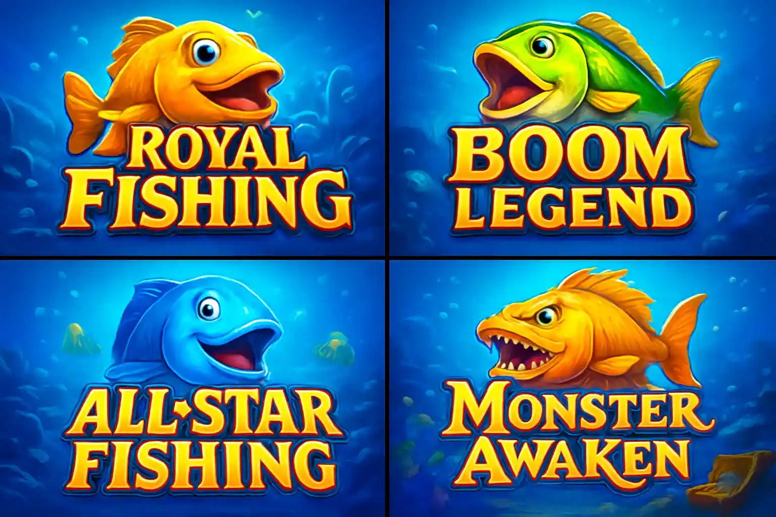 Grid of popular Philippine fishing game thumbnails in vibrant casino ocean colors
